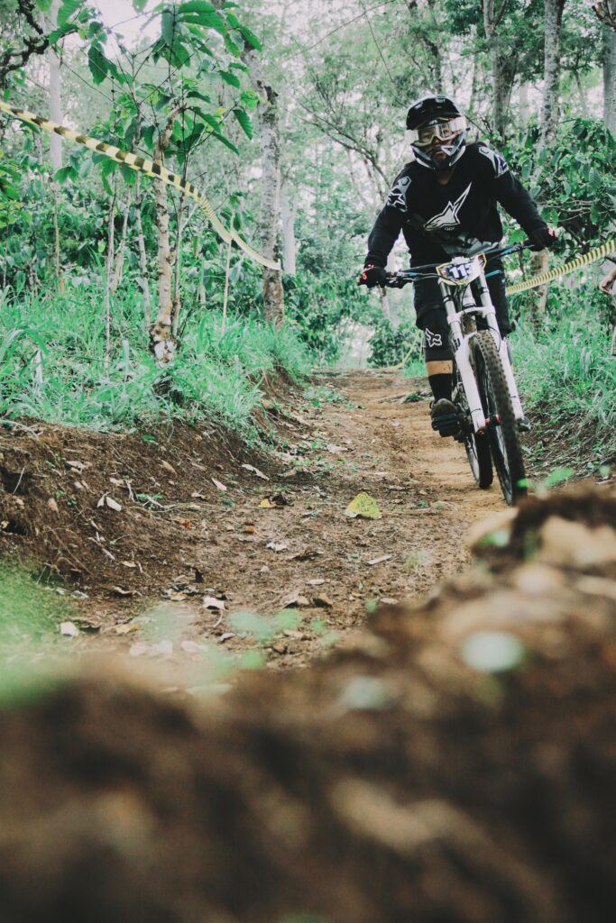 Biker on biking track